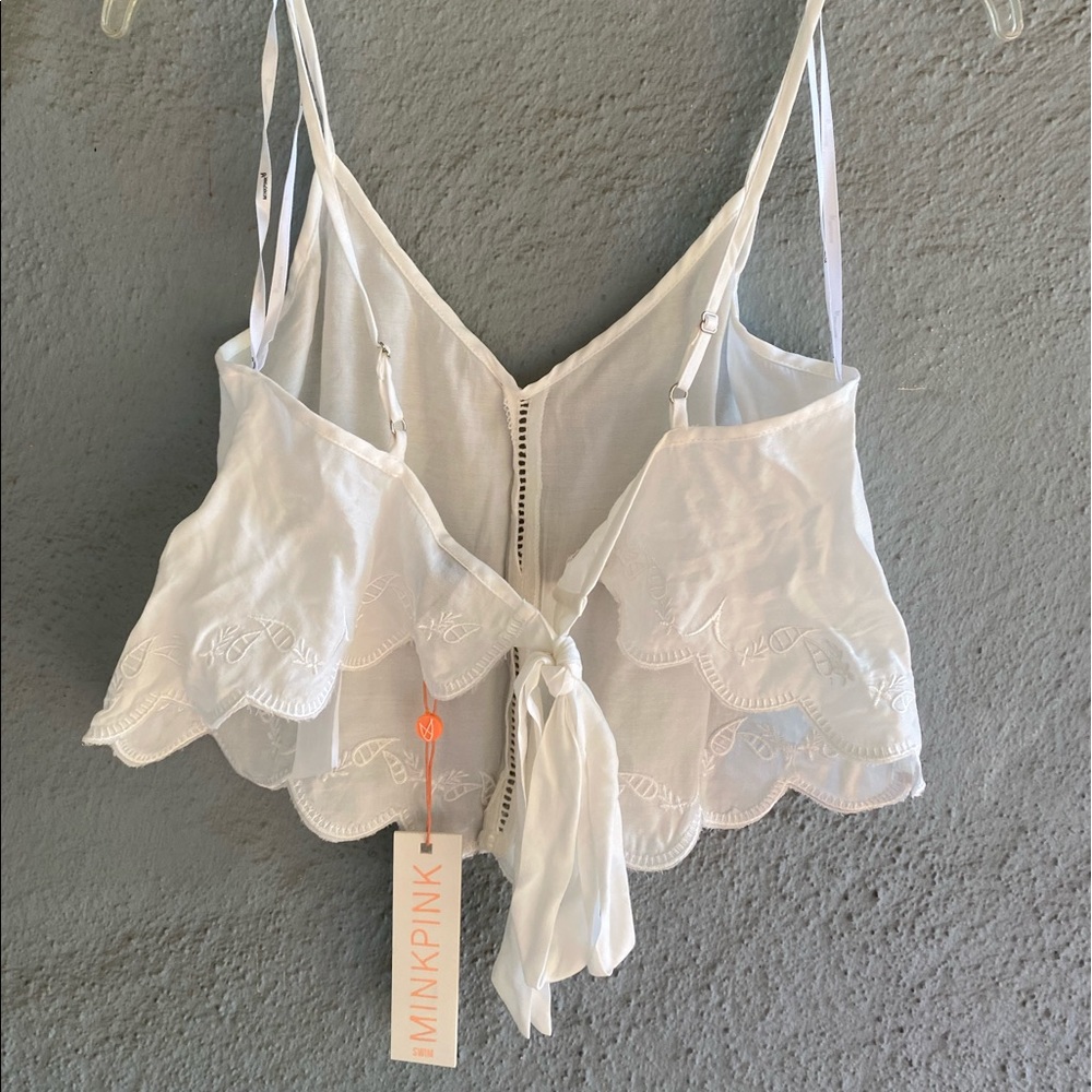 NWT MINK PINK Castaway Cami Eyelet Crop Top HP | White Medium - Picture 5 of 13